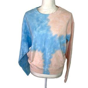 7 For All Mankind Sweatshirt Womens Small S Tie Dye Ribbed Pink Blue NWOT New